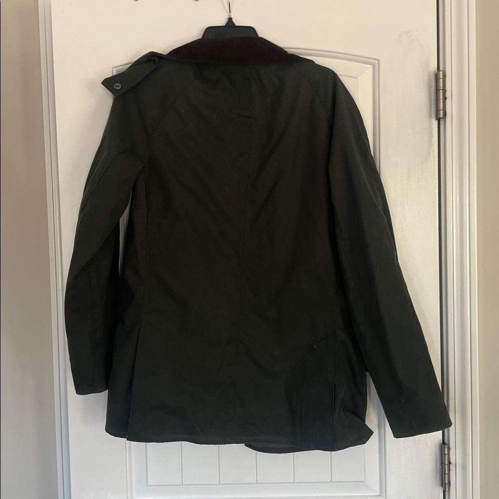 Quince Olive Green Waxed Field Jacket with Brown Corduroy Collar - Picture 3 of 3